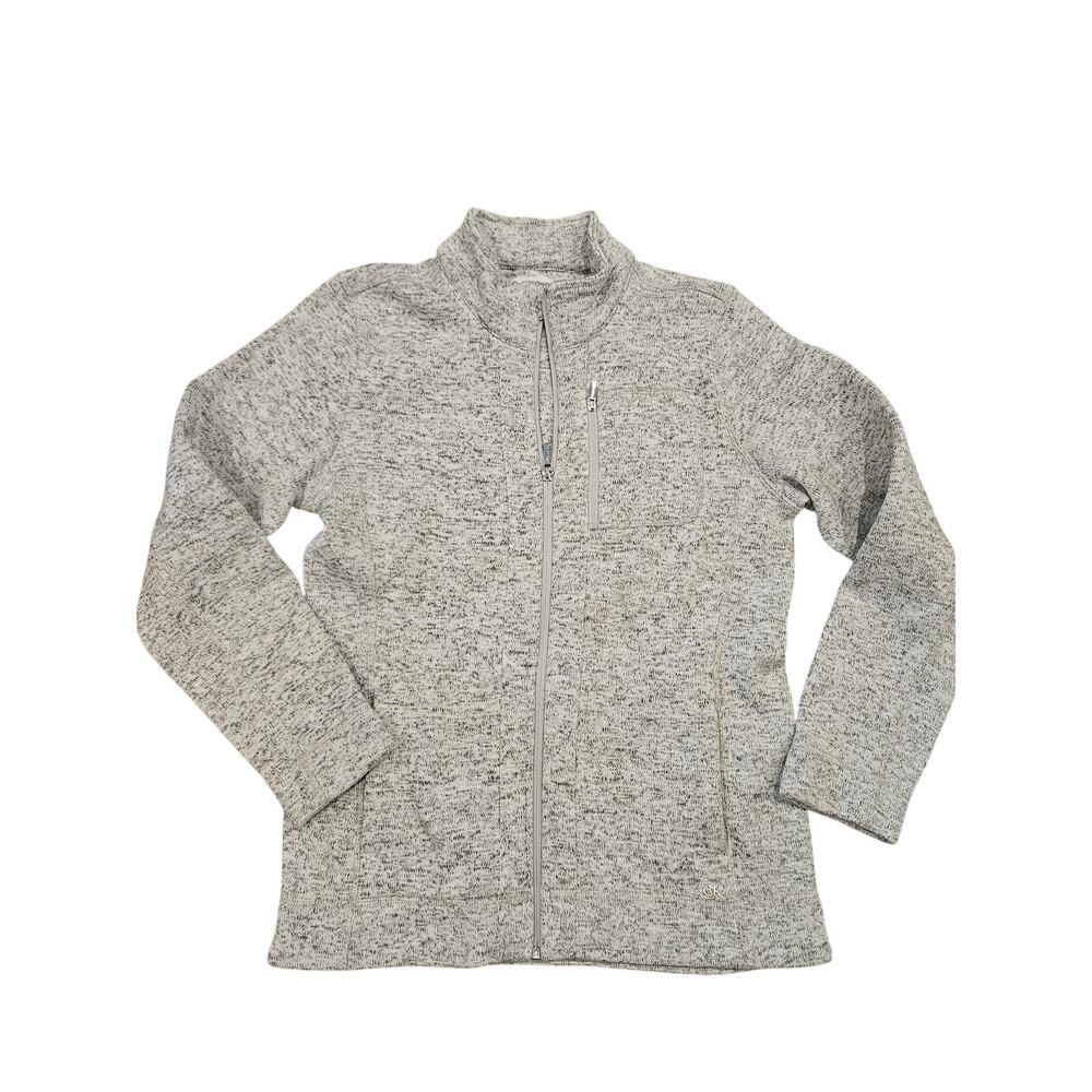 Calvin Klein better sweater style fleece full zip jacket womens medium gray